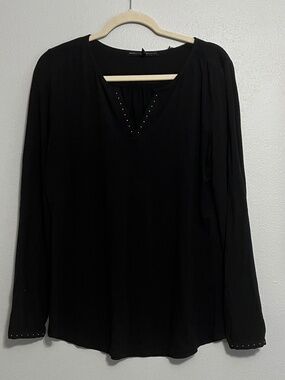 White House Black Market long sleeve black t shirt size large